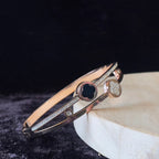 Luxury 18kK Gold Plated Branded Stainless Steel Jewellery Black & White Clover Zirconia Bangles Kara Bracelet For Girls | Never Fade Luxury Stainless Steel Adjustable HandCuff For Women