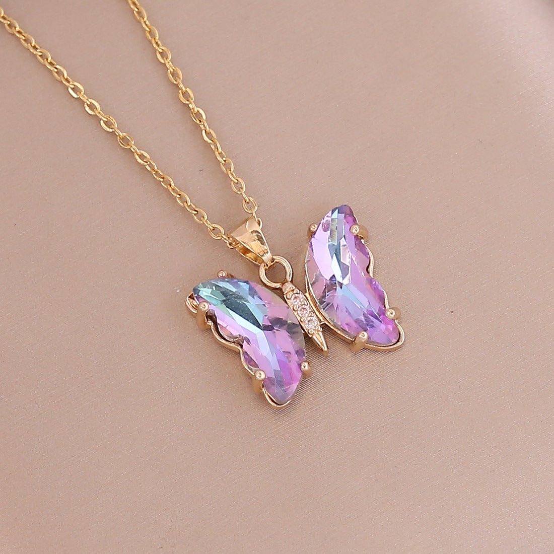 Korean Jewellery Girls Charm Crystal Butterfly Necklace Jewellery For Girls Stylish Jewelry