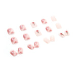 24Pcs White & Pink Shade Beautiful Flower Design Trendy Fake Nails (With Glue) Set For Girls - Wearable Nails Stylish Pattern Artificial Long Nails For Women