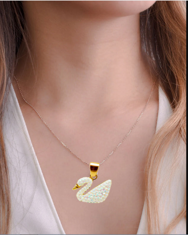 Gold Chain With Beautiful White Duck Necklace Jewellery For Girls Stylish - Gold Chain Neck Statement Collar Chains Shining Female Korean Jewellery