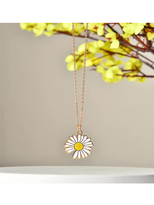 Gold Chain With Beautiful New Daisy Sunflower Pendant Necklace Jewellery For Girls - Korean Jewellery Necklace