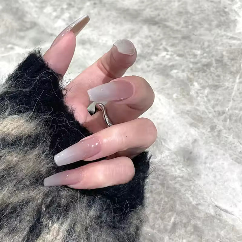 24Pcs Multicolor Beautiful Trendy Fake Nails (With Glue) Set For Girls - Wearable Nails Stylish Pattern Artificial Long Nails For Women