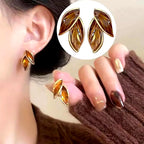 Korean Jewellery S925 Needle Brown High-class Luxury Flower Leaf Shape Stud Earrings For Girls