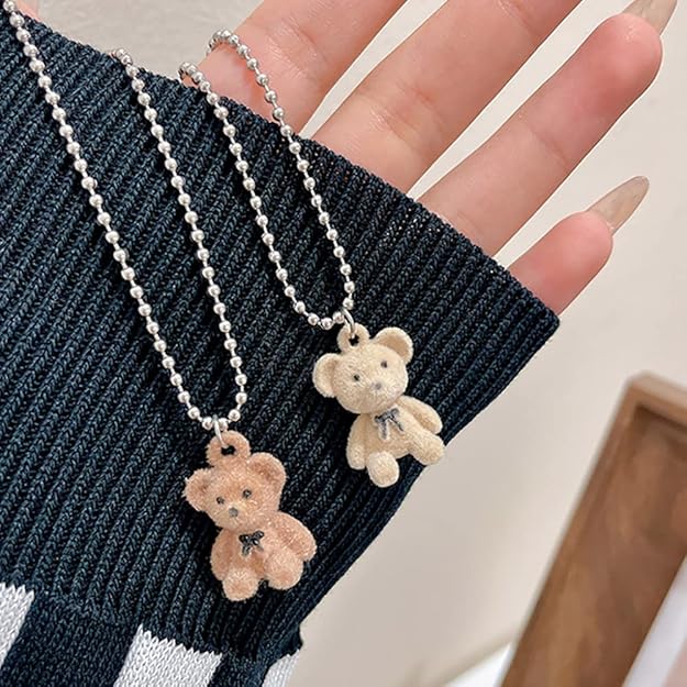 Korean Jewellery Cute Teddy Bear Necklace Clavicle Chain Aesthetic Necklace For Girls | Jewelry Gift | Korean Jewellery Necklace | Cute Plush Bear Pendant Necklace for Girls Women Korean Fashion
