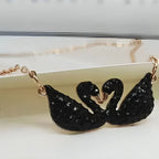 Gold Chain With Beautiful Black Swan Duck Necklace Korean Jewellery For Women - Gold Chain Neck Statement Collar Chains Shining Female Jewellery For Girls