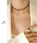 S925 Chain Korean Jewellery Leather Adjustable Tassel Chain Choker Necklaces Jewellery For Girls Stylish