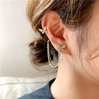 Korean Jewellery Gold Pair Of Rhinestone Butterfly Tassel Ear Cuff Earrings For Girls
