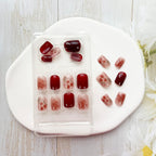 24Pcs Red & Pink Beautiful Flower Trendy Fake Nails (With Glue) Set For Girls - Wearable Nails Stylish Pattern Artificial Nails For Women