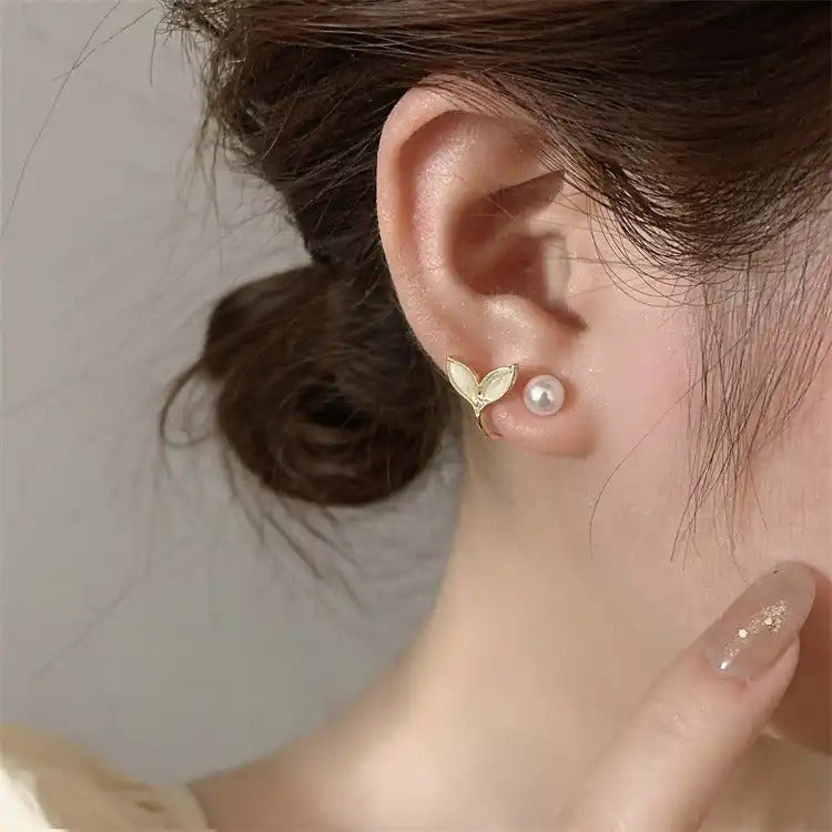 Pair Of Zircon Fish Tail S925 Earings For Girls Stylish Fashion Personality Korean Jewellery For Girls