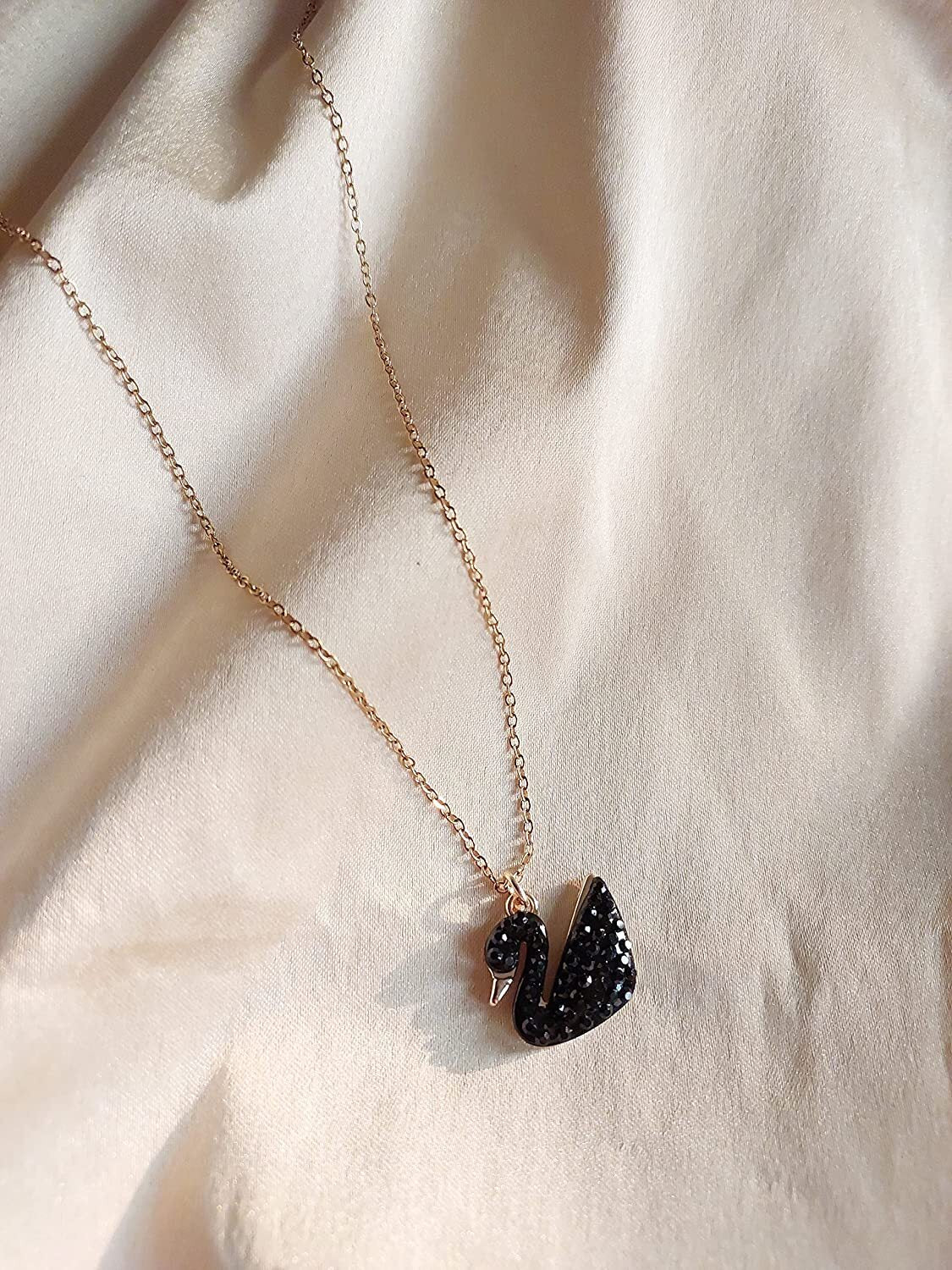 Gold Chain With Beautiful Black Swan Duck Necklace Korean Jewellery For Women - Gold Chain Neck Statement Collar Chains Shining Female Jewellery For Girls