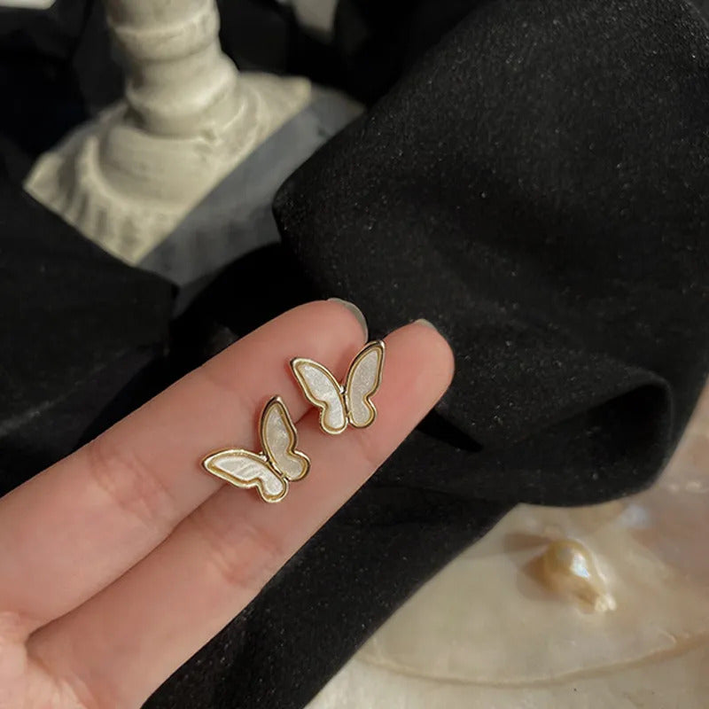 Gold Enamel Butterfly Korean Trendy Earrings For Girls
