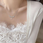 Silver Zircon Leaf New Style Luxury Pendant Necklace For Girls | Special Event Korean Jewellery For Girls
