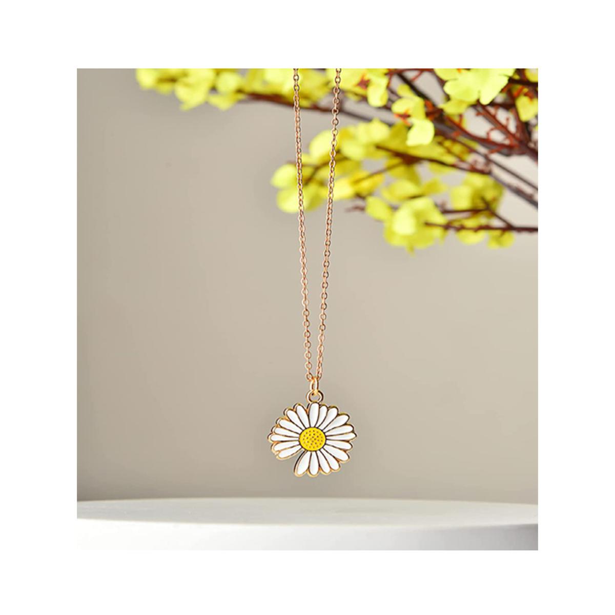 Gold Chain With Beautiful New Daisy Sunflower Pendant Necklace Jewellery For Girls - Korean Jewellery Necklace