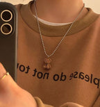 Korean Jewellery Cute Teddy Bear Necklace Clavicle Chain Aesthetic Necklace For Girls | Jewelry Gift | Korean Jewellery Necklace | Cute Plush Bear Pendant Necklace for Girls Women Korean Fashion
