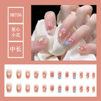 24Pcs Pink Beautiful Trendy Fake Nails (With Glue) Set For Girls - Wearable Nails Stylish Pattern Artificial Nails For Women