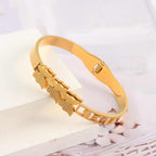 Luxury 18kK Gold Plated Branded Stainless Steel Jewellery Butterfly Zirconia Bangles Kara Bracelet For Girls | Never Fade Luxury Stainless Steel Adjustable HandCuff For Women