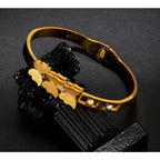 Luxury 18kK Gold Plated Branded Stainless Steel Jewellery Butterfly Zirconia Bangles Kara Bracelet For Girls | Never Fade Luxury Stainless Steel Adjustable HandCuff For Women