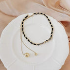 S925 Chain Korean Jewellery Leather Adjustable Tassel Chain Choker Necklaces Jewellery For Girls Stylish