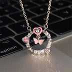 Korean Jewellery Silver Chain With Crystal Zirconia Butterfly Pendant Aesthetic Jewellery For Girls
