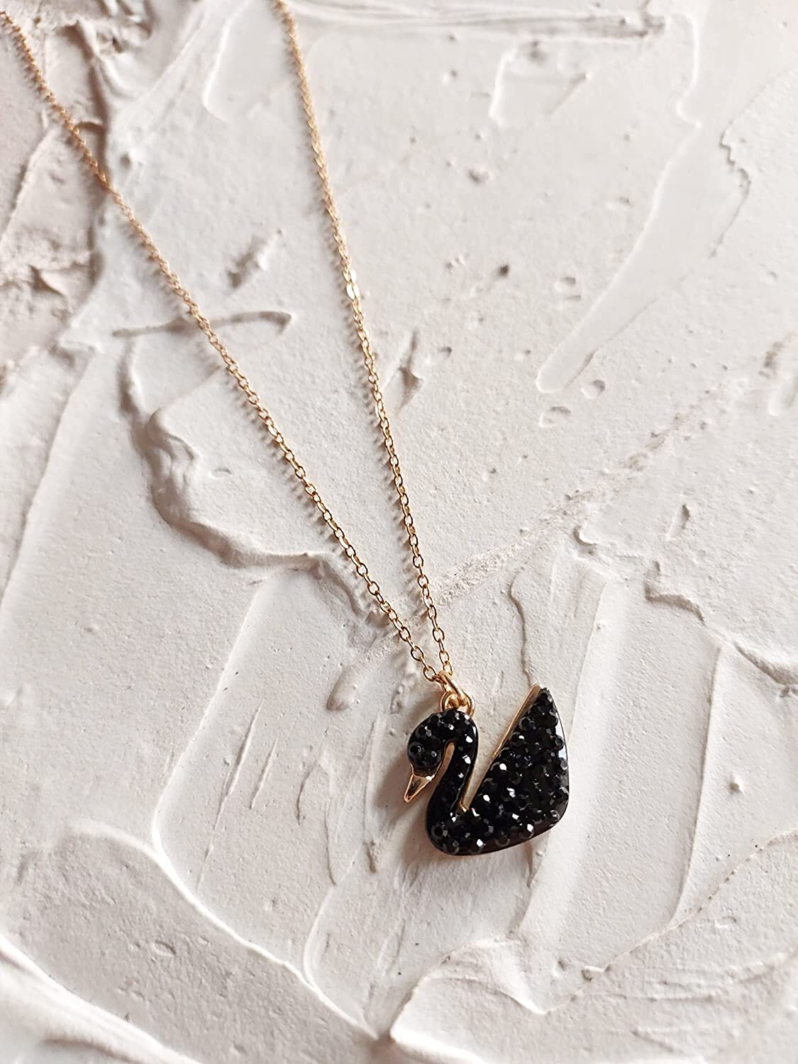 Gold Chain With Beautiful Black Swan Duck Necklace Korean Jewellery For Women - Gold Chain Neck Statement Collar Chains Shining Female Jewellery For Girls