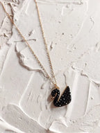 #NFA00092 - Gold Chain With Beautiful Black Swan Duck Necklace Korean Jewellery For Women - Gold Chain Neck Statement Collar Chains Shining Female Jewellery For Girls