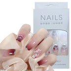 24Pcs Multicolor Beautiful Trendy Fake Nails (With Glue) Set For Girls - Wearable Nails Stylish Pattern Artificial Nails For Women