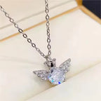 Silver Angel Shining Elegant Premium Necklace Light Luxury Trendy Korean Jewellery For Girls