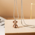 Korean Jewellery Cute Teddy Bear Necklace Clavicle Chain Aesthetic Necklace For Girls | Jewelry Gift | Korean Jewellery Necklace | Cute Plush Bear Pendant Necklace for Girls Women Korean Fashion