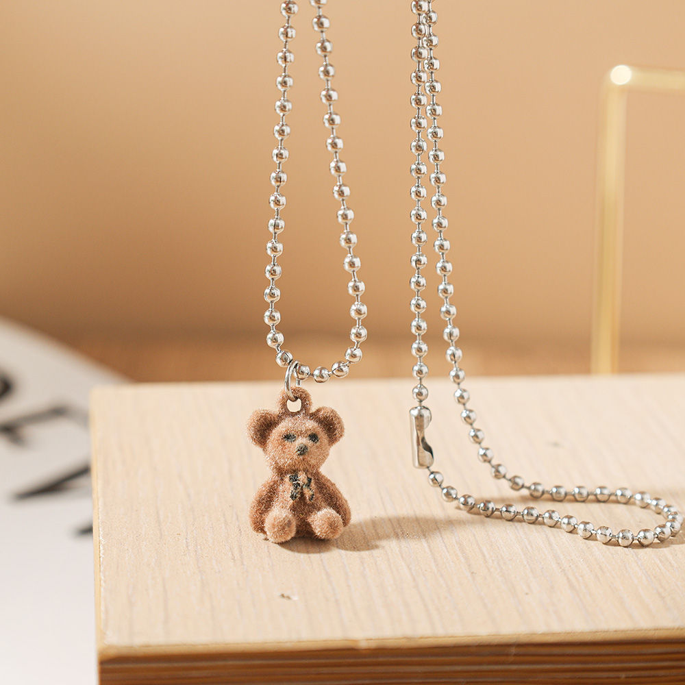 Korean Jewellery Cute Teddy Bear Necklace Clavicle Chain Aesthetic Necklace For Girls | Jewelry Gift | Korean Jewellery Necklace | Cute Plush Bear Pendant Necklace for Girls Women Korean Fashion