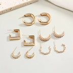 5 Pairs European American C-Shaped 2026 Trendy Design Earrings Set For Women & Girls | S925 Needle Earring