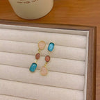 Golden Korean Jewellery Colorful Luxury Shiny Sparkling Zirconia Trendy Earrings For Women & Girls