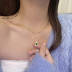 Golden Double Chain Black Pendant choker Necklace Jewellery For Girls | Korean Jewellery - Gold Chain Neck Statement Collar Chains Choker Shining Female Choker Korean Jewellery
