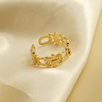 S925 Never Fade Golden Adjustable Ring For Girl - Gold-plated Stainless Steel Adjustable Ring For Girls - Women Ring For Girls - Korean Jewellery