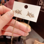 Korean Jewellery Shinny Golden Star Long Chain Rhinestone Crystal Designing New Style Women Sweet Temperament Jewelry Tassel Earrings For Girls | S925 Needle Earring