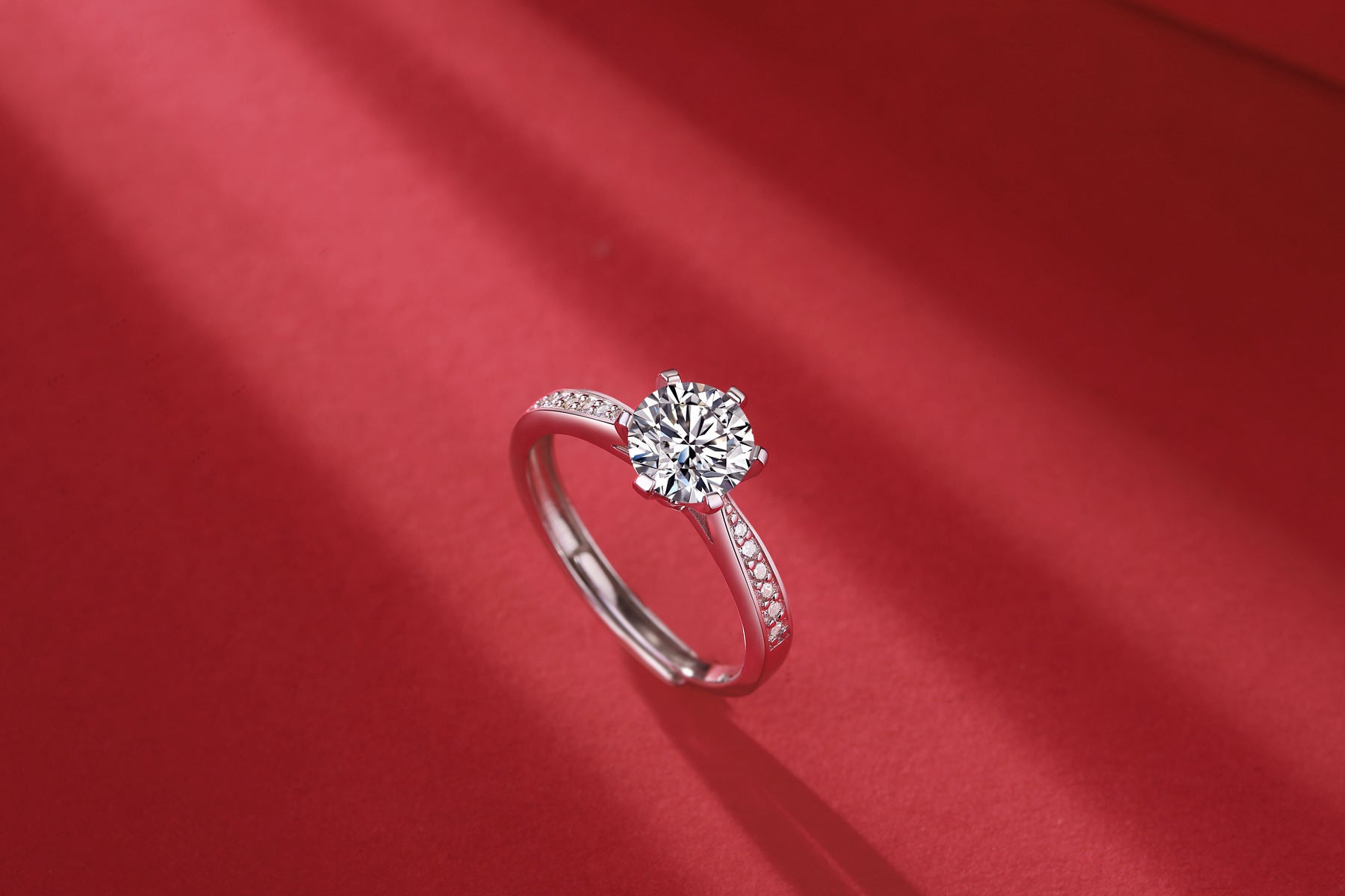 S925 Stamp Silver Never Fade Zircon Adjustable Ring For Girl - Silver Four Claws Zircon Adjustable Ring For Girls - Women Ring For Girls - Korean Jewellery