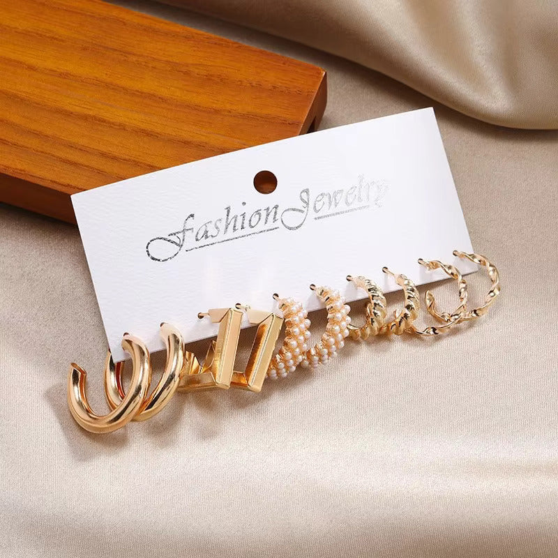 5 Pairs European American C-Shaped 2026 Trendy Design Earrings Set For Women & Girls | S925 Needle Earring