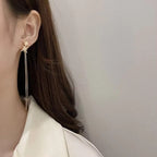 Korean Jewellery Shinny Golden Star Long Chain Rhinestone Crystal Designing New Style Women Sweet Temperament Jewelry Tassel Earrings For Girls | S925 Needle Earring