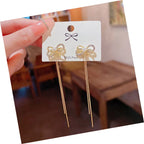 Korean Jewellery Shinny Golden Bow Long Chain Rhinestone Crystal Designing New Style Women Sweet Temperament Jewelry Tassel Earrings For Girls | S925 Needle Earring