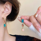 Golden Korean Jewellery Colorful Luxury Shiny Sparkling Zirconia Trendy Earrings For Women & Girls