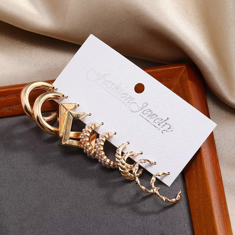 5 Pairs European American C-Shaped 2026 Trendy Design Earrings Set For Women & Girls | S925 Needle Earring
