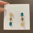 Golden Korean Jewellery Colorful Luxury Shiny Sparkling Zirconia Trendy Earrings For Women & Girls