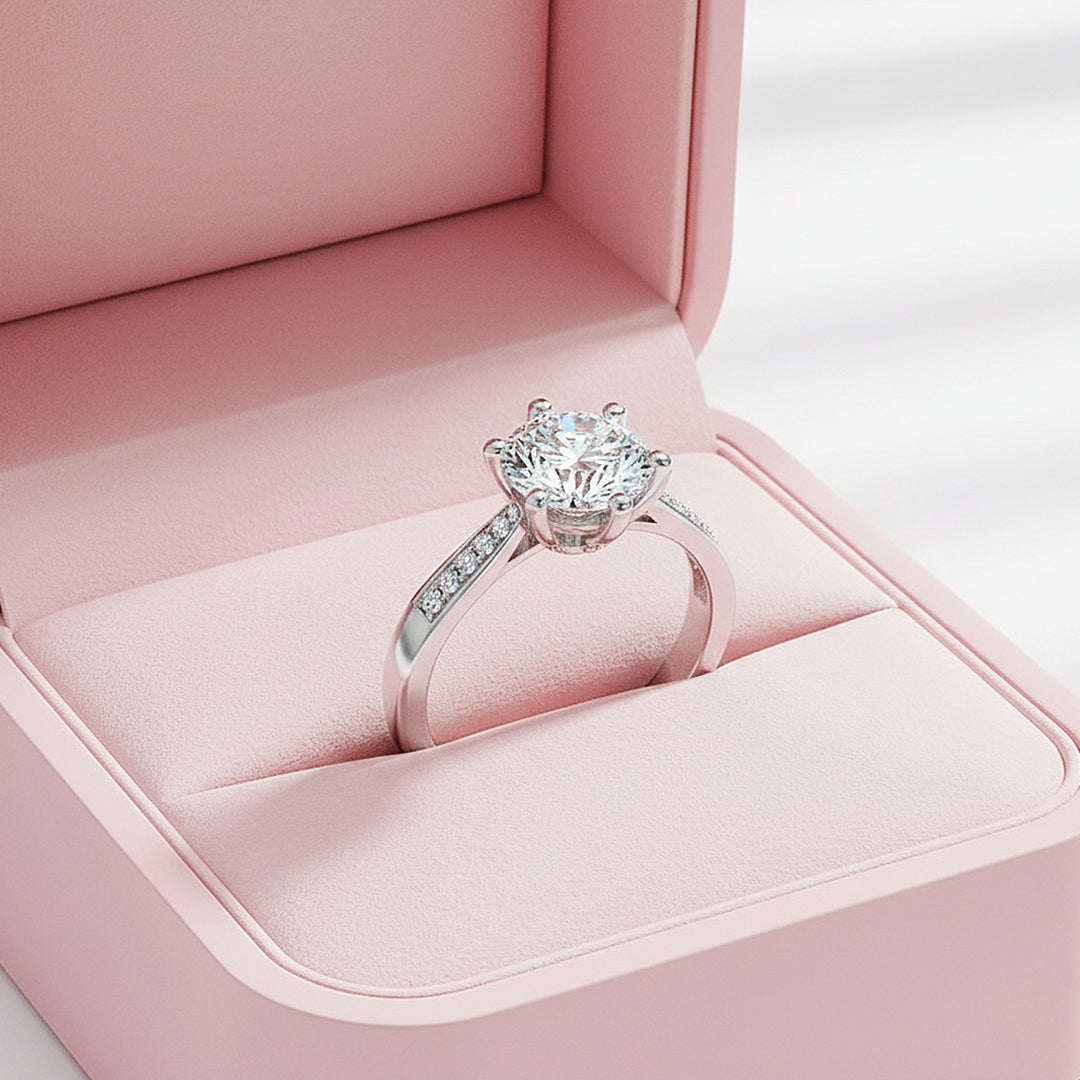 S925 Stamp Silver Never Fade Zircon Adjustable Ring For Girl - Silver Four Claws Zircon Adjustable Ring For Girls - Women Ring For Girls - Korean Jewellery