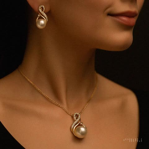 2Pcs Gold Chain & White Pearl Necklace With Earring Jewelry Set For Girls Fashionable European Style Hollow Drop Pendant Chain Elegant and Cute Fashion Party Jewelry For Special Event