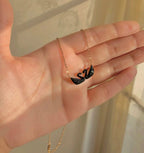 Gold Chain With Beautiful Black Double Swan Duck Necklace Korean Jewellery For Women - Gold Chain Neck Statement Collar Chains Shining Female Jewellery For Girls - Korean Jewellery