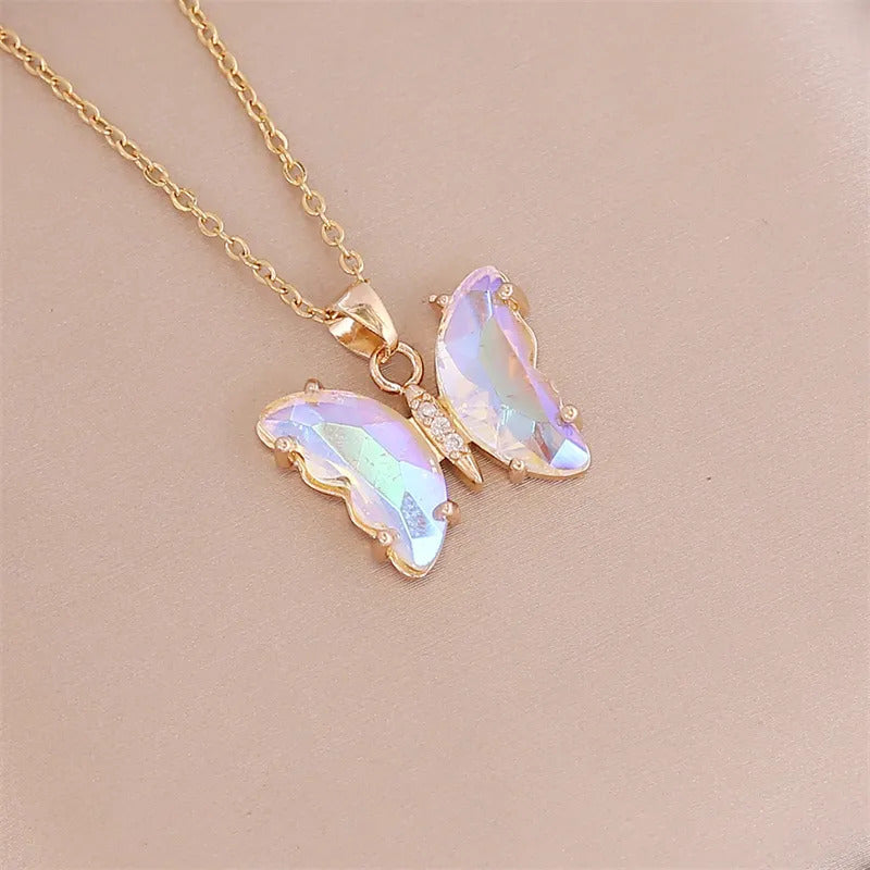 Korean Jewellery Girls Charm Crystal Butterfly Necklace Jewellery For Girls Stylish Jewelry