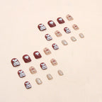 24Pcs Multicolor Beautiful Trendy Fake Nails (With Glue) Set For Girls - Wearable Nails Stylish Pattern Artificial Nails For Women