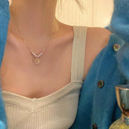 Korean Jewellery New Pearl Round Pendant Necklace Fashion Gold Color Rose Flower Necklace Choker Clavicle Chain Jewellery For Girls