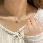 Korean Jewellery Silver Chain With Crystal Zirconia Pendant Aesthetic Jewellery For Girls