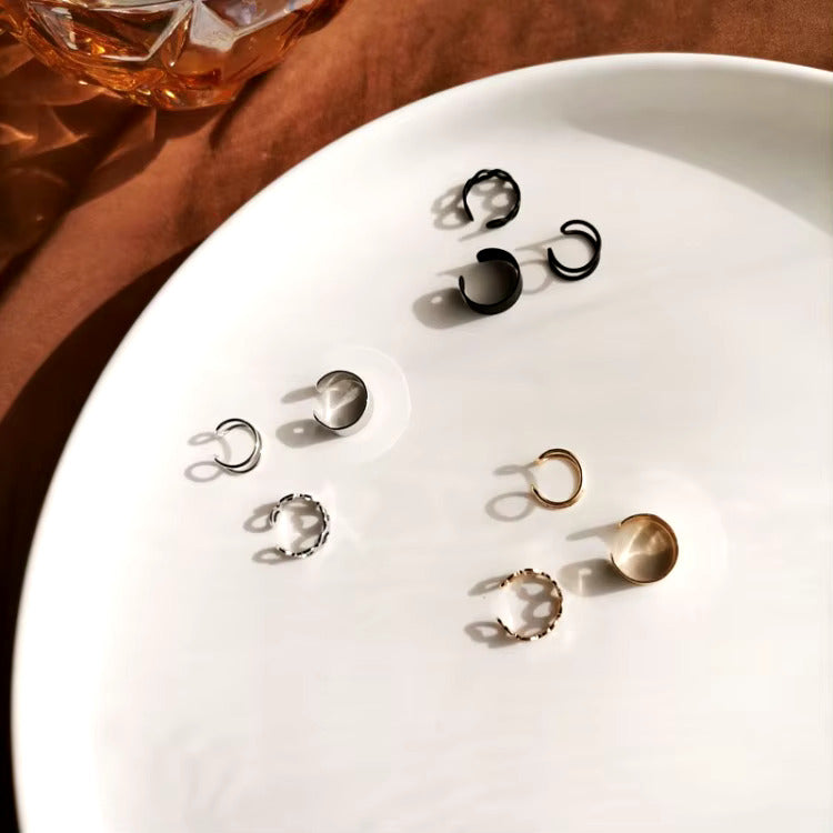 Korean Jewellery Gold/Silver 3Pcs Ear Cuff Clip Earring For Girls | Korean Earcuff C-shape Clip On Earrings