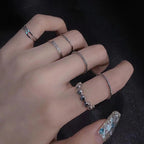 8PCS Korean Jewellery Silver Ring Set For Girls | Finger Rings Party Jewelry Gifts